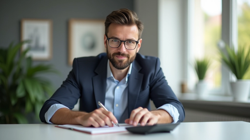 Persönlicher Finanzplan mit Notizbuch, Stift und Taschenrechner auf einem Schreibtisch, helles und organisiertes Umfeld